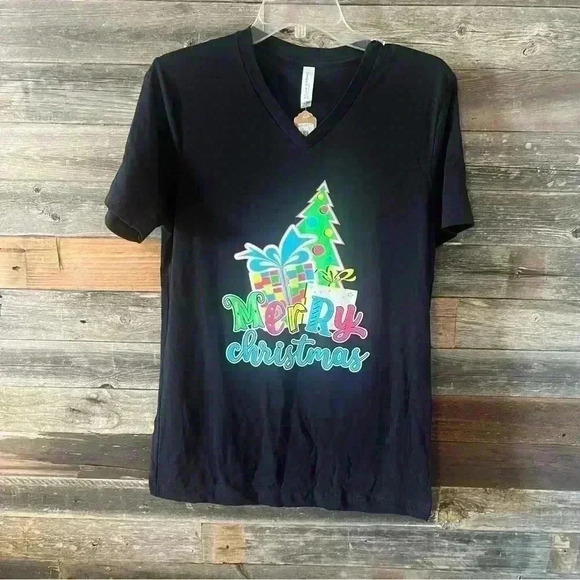 Bella Canvas Neon Merry Christmas Shirt NWT Medium - Picture 1 of 7